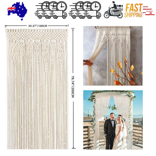2m Heavy Duty Macrame Curtain Boho Woven Wall Hanging Window Doorway Wedding 2m Heavy Duty Macrame Curtain Boho Woven Wall Hanging Window Doorway Wedding