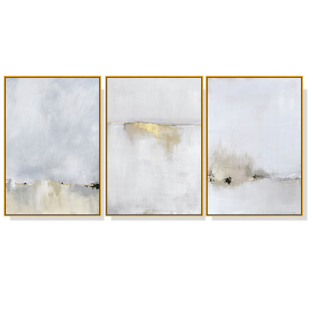 Wall Art 40cmx60cm Abstract golden white 3 Sets Gold Frame Canvas Wall Art 40cmx60cm Abstract golden white 3 Sets Gold Frame Canvas
