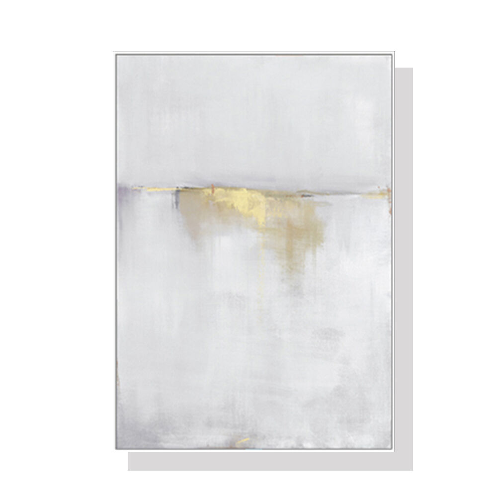 Wall Art 50cmx70cm Abstract gold white single II White Frame Canvas Wall Art 50cmx70cm Abstract gold white single II White Frame Canvas