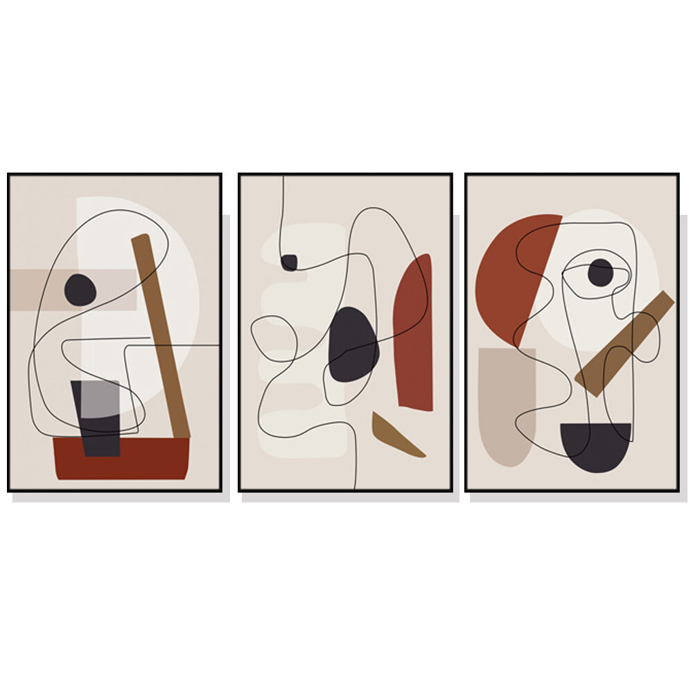 Wall Art 40cmx60cm Abstract Line Art By Picasso 3 Sets Black Frame Canvas Wall Art 40cmx60cm Abstract Line Art By Picasso 3 Sets Black Frame Canvas
