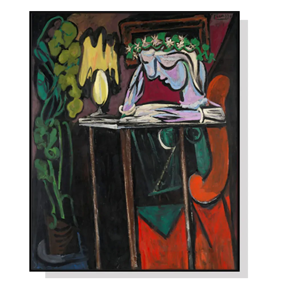 Wall Art 40cmx60cm Reading Girl by Pablo Picasso Black Frame Canvas Wall Art 40cmx60cm Reading Girl by Pablo Picasso Black Frame Canvas