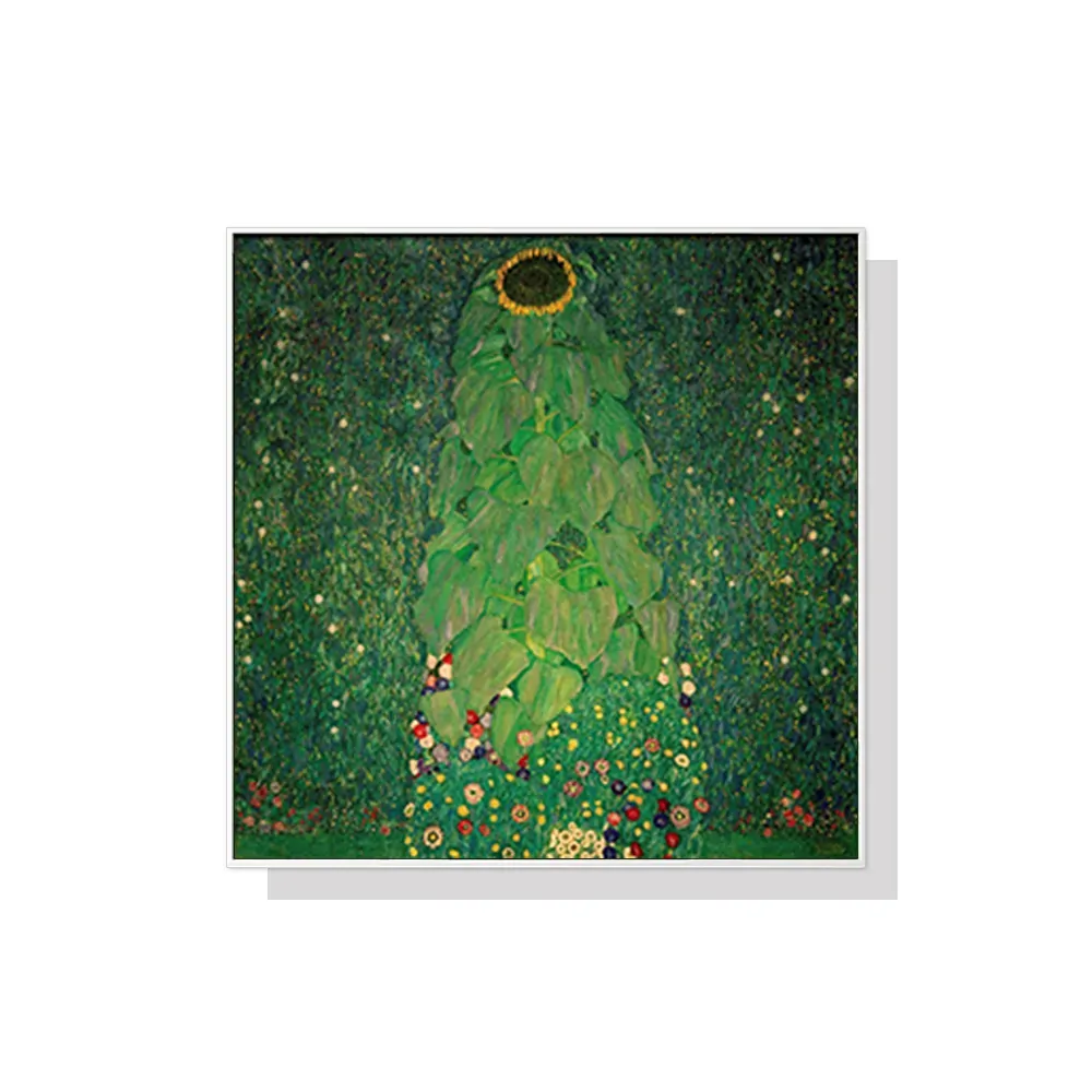 Wall Art 40cmx40cm Sunflower by Gustav Klimt White Frame Canvas Wall Art 40cmx40cm Sunflower by Gustav Klimt White Frame Canvas