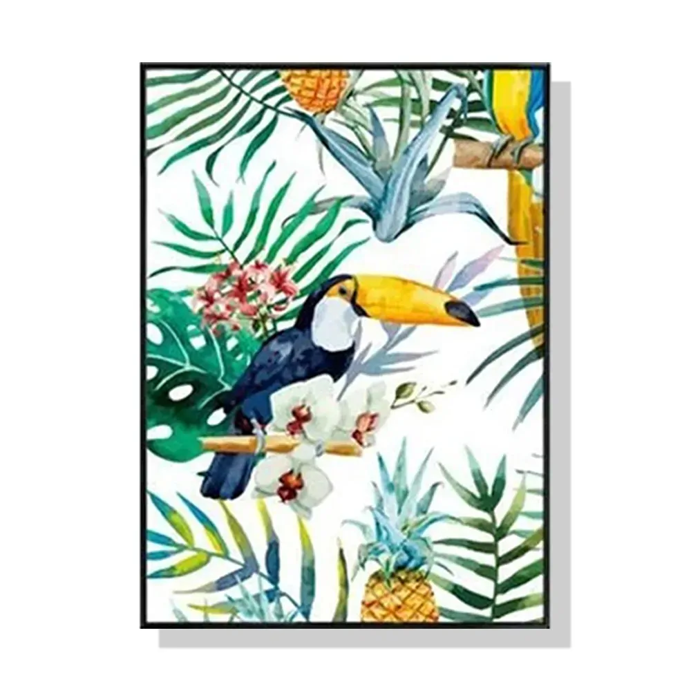 Wall Art 100cmx150cm Toucan plants Black Frame Canvas Wall Art 100cmx150cm Toucan plants Black Frame Canvas