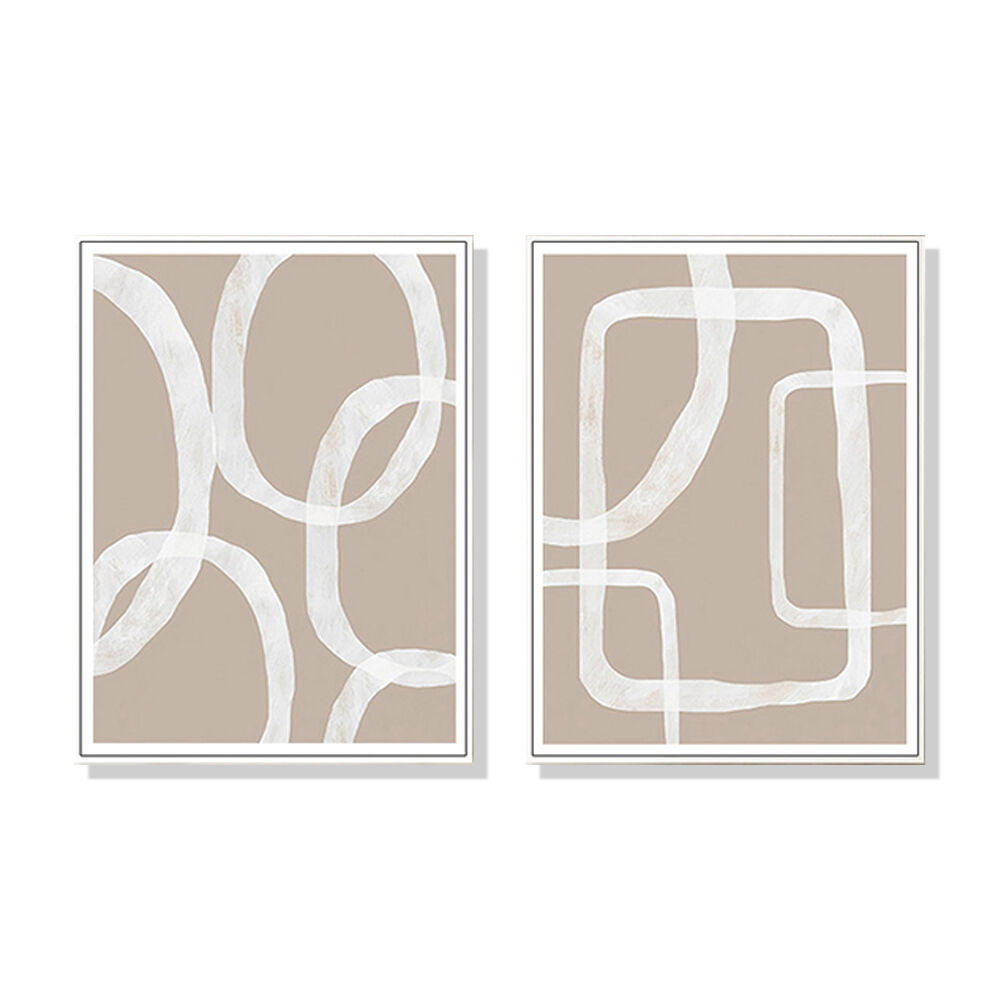 Wall Art 50cmx70cm Abstract White Lines 2 Sets White Frame Canvas Wall Art 50cmx70cm Abstract White Lines 2 Sets White Frame Canvas