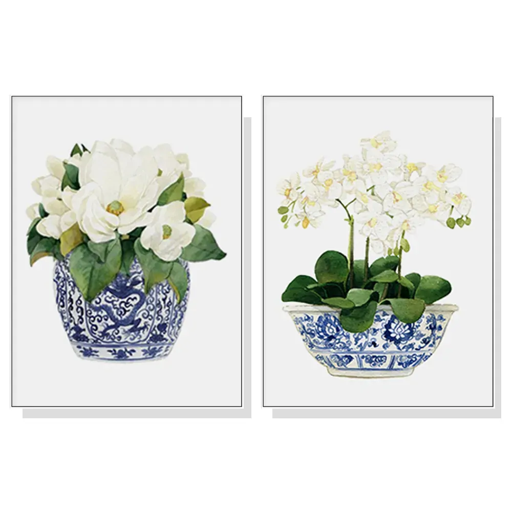 Wall Art 100cmx150cm Elegant Flower 2 Sets White Frame Canvas Wall Art 100cmx150cm Elegant Flower 2 Sets White Frame Canvas