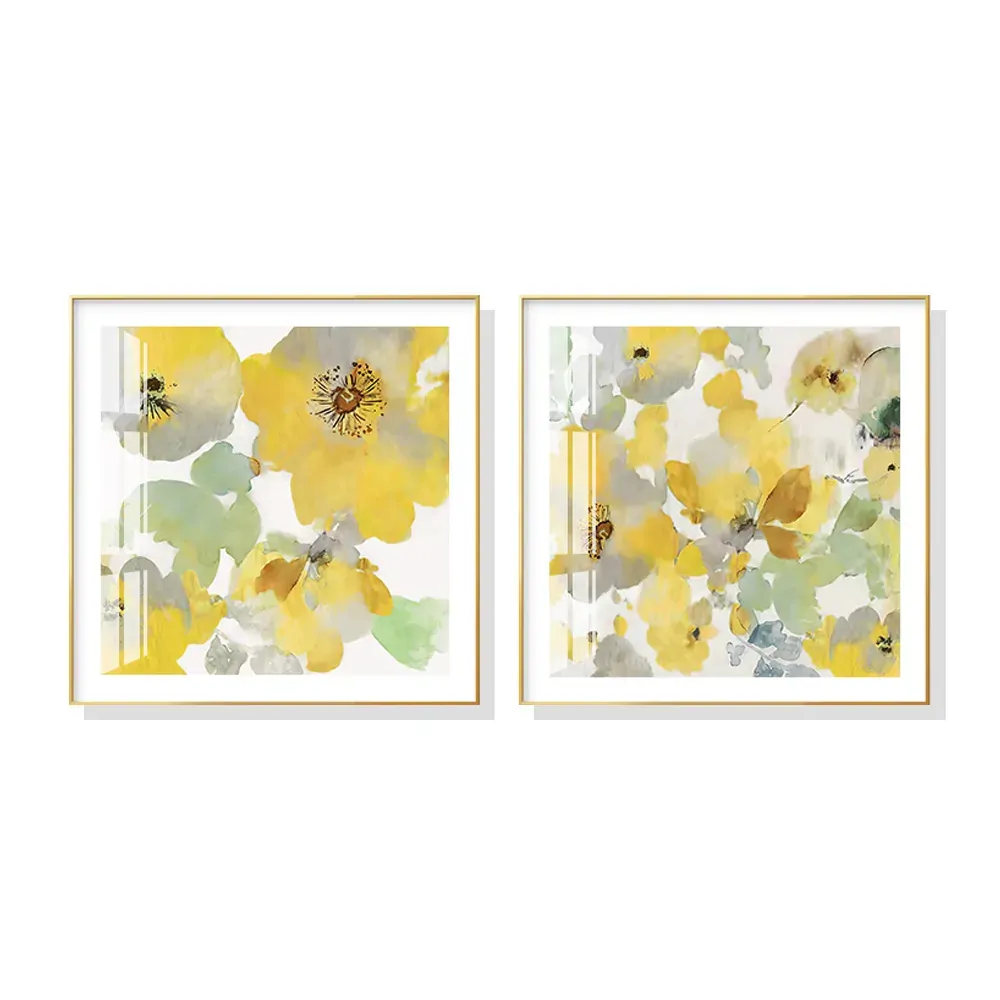 Wall Art 40cmx40cm Yellow Flowers American Style 2 Sets Gold Frame Canvas Wall Art 40cmx40cm Yellow Flowers American Style 2 Sets Gold Frame Canvas