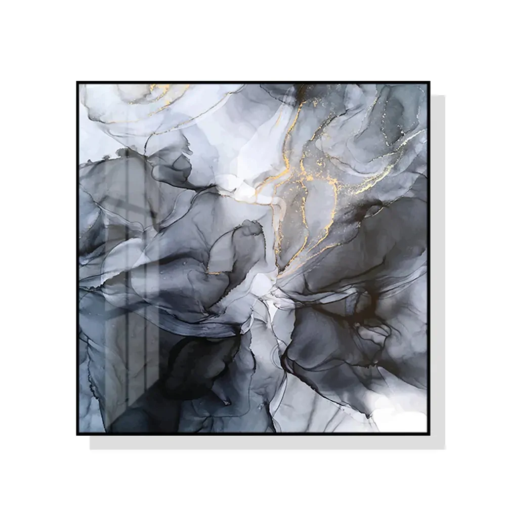 Wall Art 40cmx40cm Marbled Black Grey Black Frame Canvas Wall Art 40cmx40cm Marbled Black Grey Black Frame Canvas