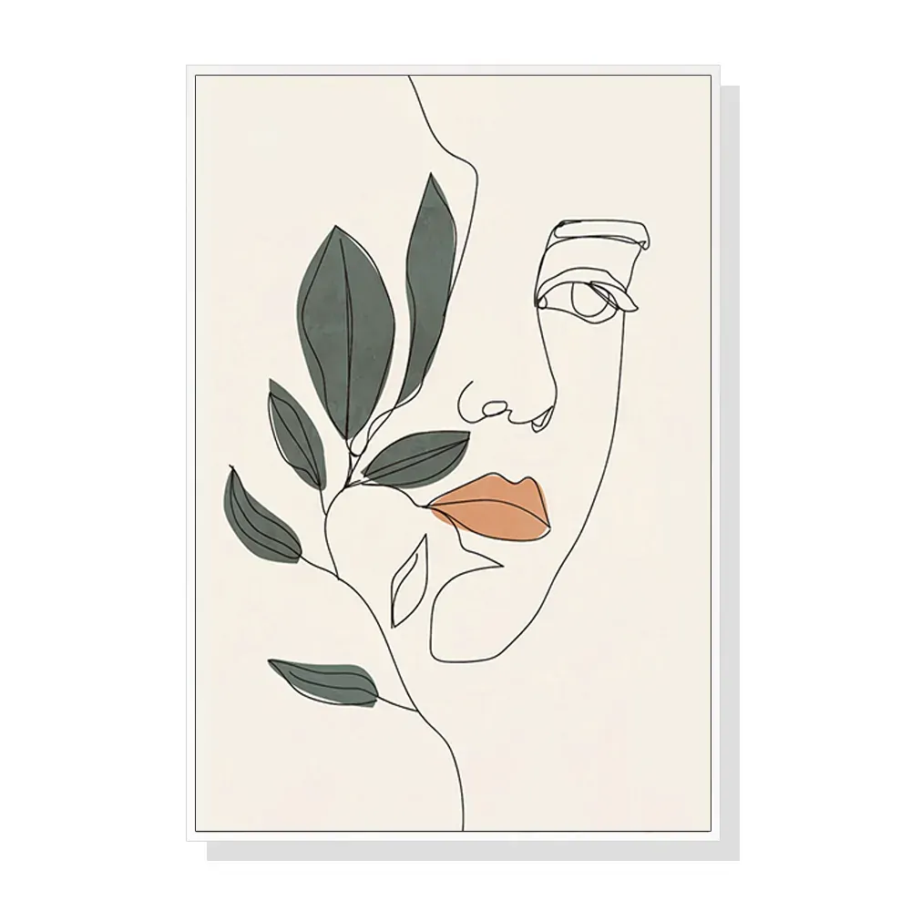Wall Art 100cmx150cm Line Art Girl Face White Frame Canvas Wall Art 100cmx150cm Line Art Girl Face White Frame Canvas