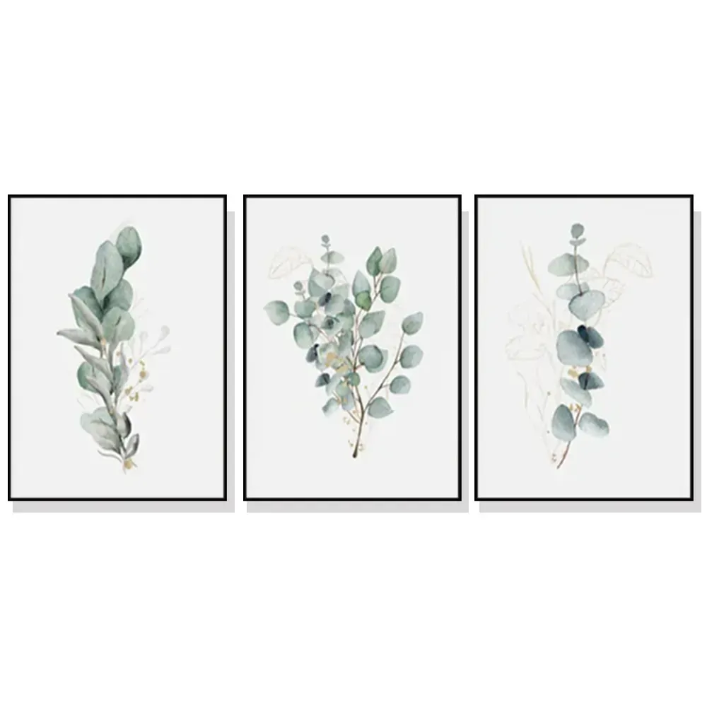 Wall Art 70cmx100cm Eucalyptus Plant 3 Sets Black Frame Canvas Wall Art 70cmx100cm Eucalyptus Plant 3 Sets Black Frame Canvas