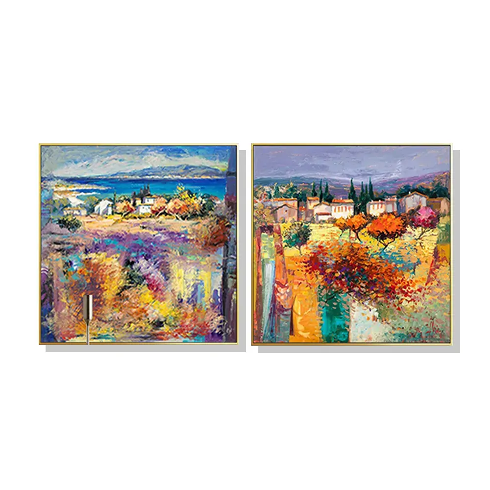 Wall Art 100cmx100cm Estate Italiana 2 Sets Gold Frame Canvas Wall Art 100cmx100cm Estate Italiana 2 Sets Gold Frame Canvas