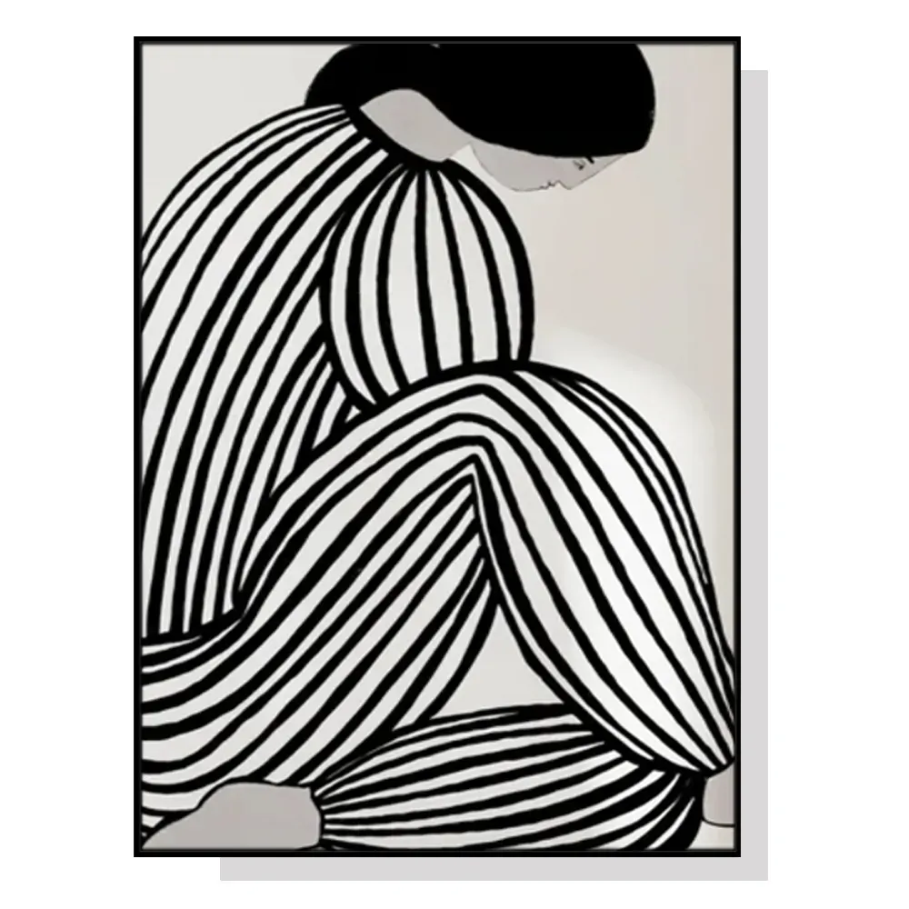 Wall Art 100cmx150cm Mid Century Figure Black Frame Canvas Wall Art 100cmx150cm Mid Century Figure Black Frame Canvas