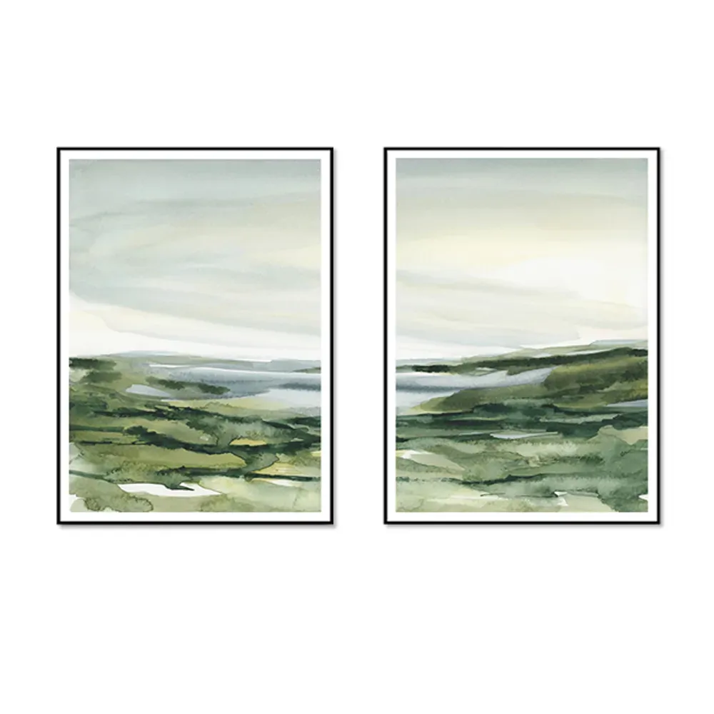 Wall Art 40cmx60cm Watercolor landscape 2 Sets Black Frame Canvas Wall Art 40cmx60cm Watercolor landscape 2 Sets Black Frame Canvas