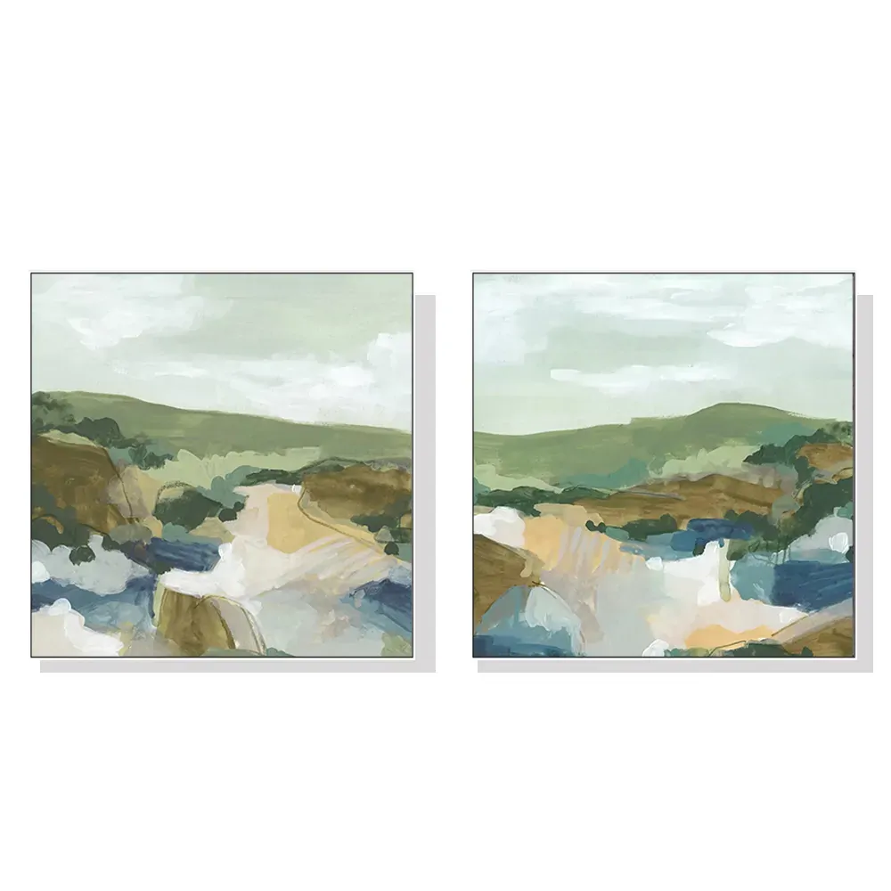 Wall Art 40cmx40cm Abstract Landscape 2 Sets White Frame Canvas Wall Art 40cmx40cm Abstract Landscape 2 Sets White Frame Canvas