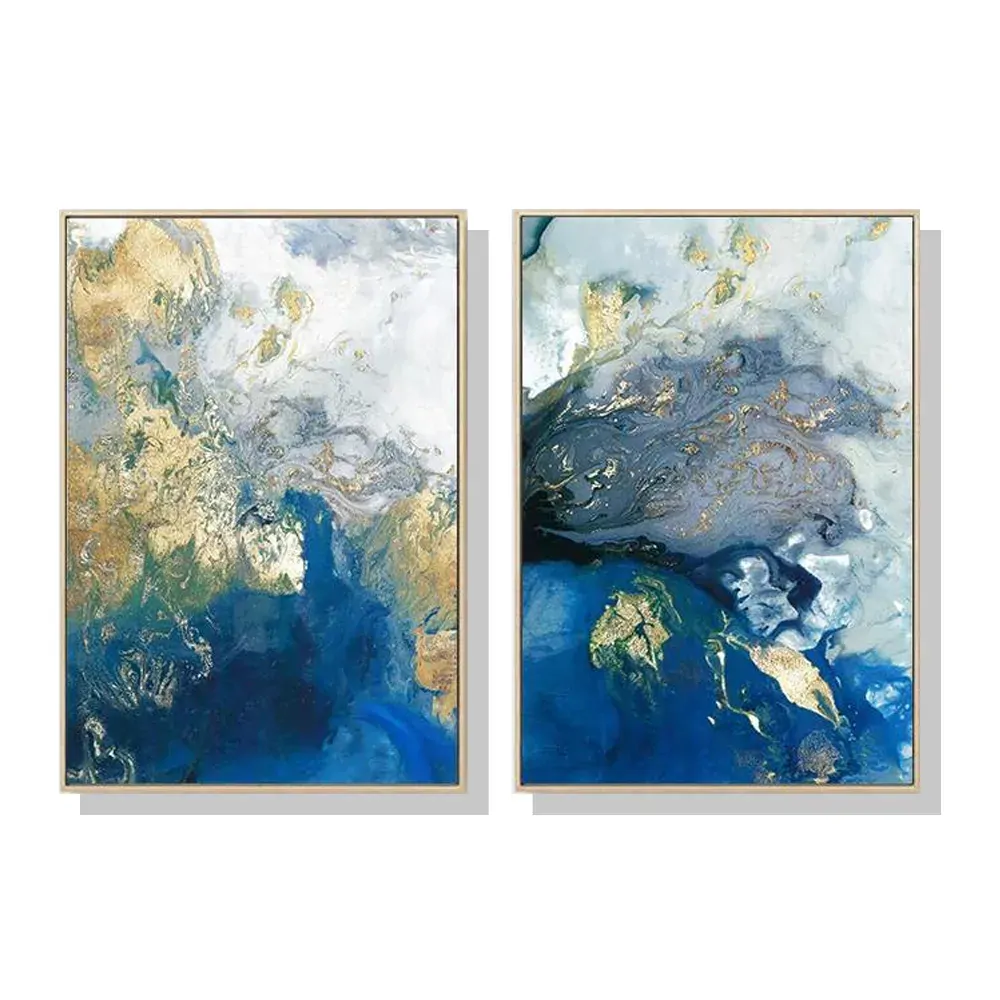 Wall Art 40cmx60cm Marbled Blue And Gold 2 Sets Gold Frame Canvas Wall Art 40cmx60cm Marbled Blue And Gold 2 Sets Gold Frame Canvas