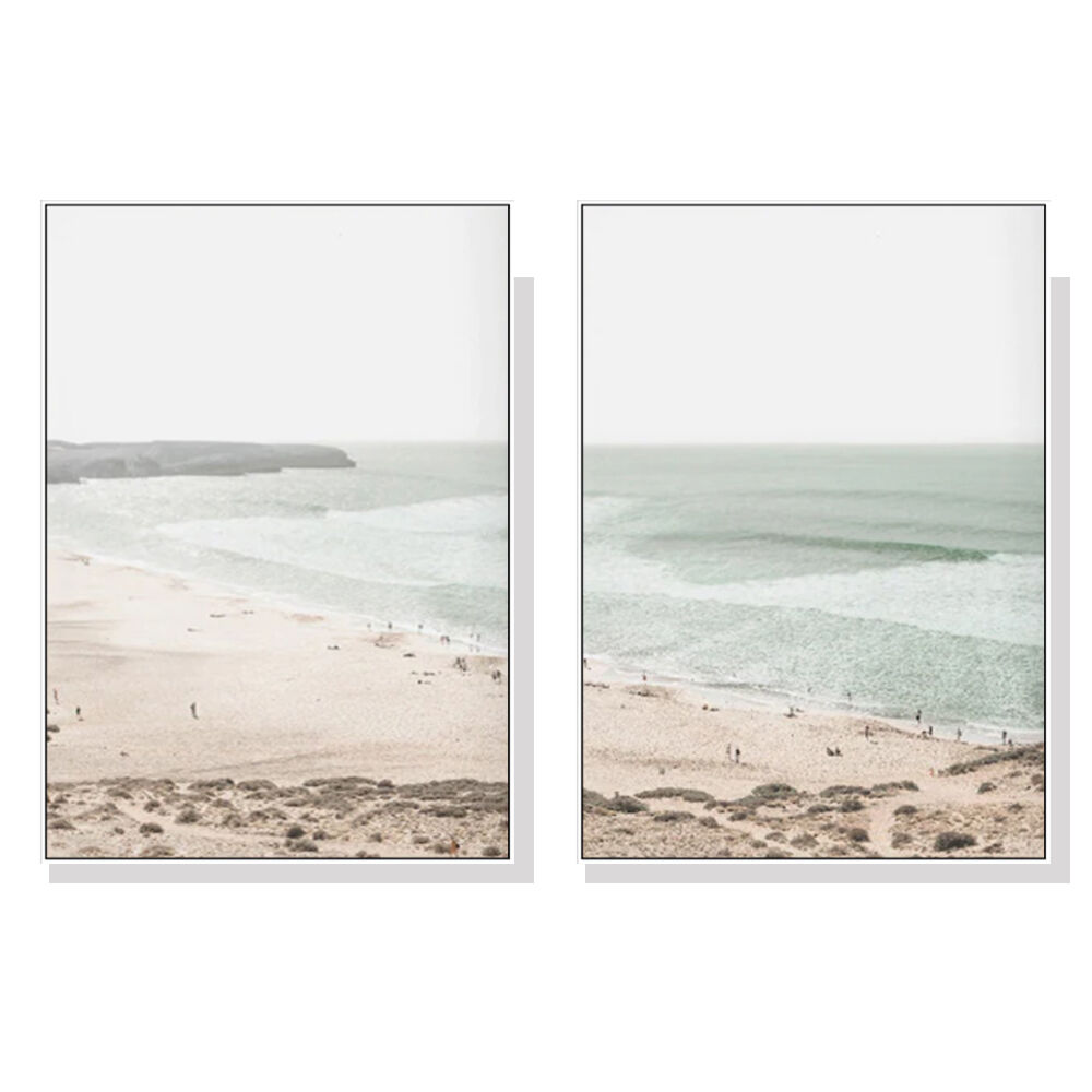 Wall Art 50cmx70cm Coastal Prints 2 Sets White Frame Canvas Wall Art 50cmx70cm Coastal Prints 2 Sets White Frame Canvas