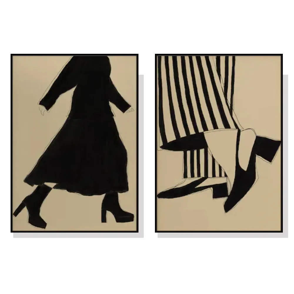 100cmx150cm Fashion Illustration 2 Sets Black Frame Canvas Wall Art 100cmx150cm Fashion Illustration 2 Sets Black Frame Canvas Wall Art
