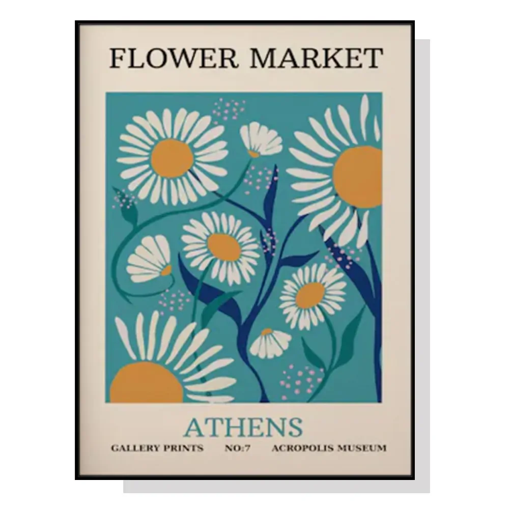 100cmx150cm Flower Market Athens Black Frame Canvas Wall Art 100cmx150cm Flower Market Athens Black Frame Canvas Wall Art