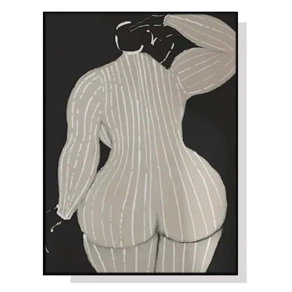 100cmx150cm Mid Century Lady Black Frame Canvas Wall Art 100cmx150cm Mid Century Lady Black Frame Canvas Wall Art