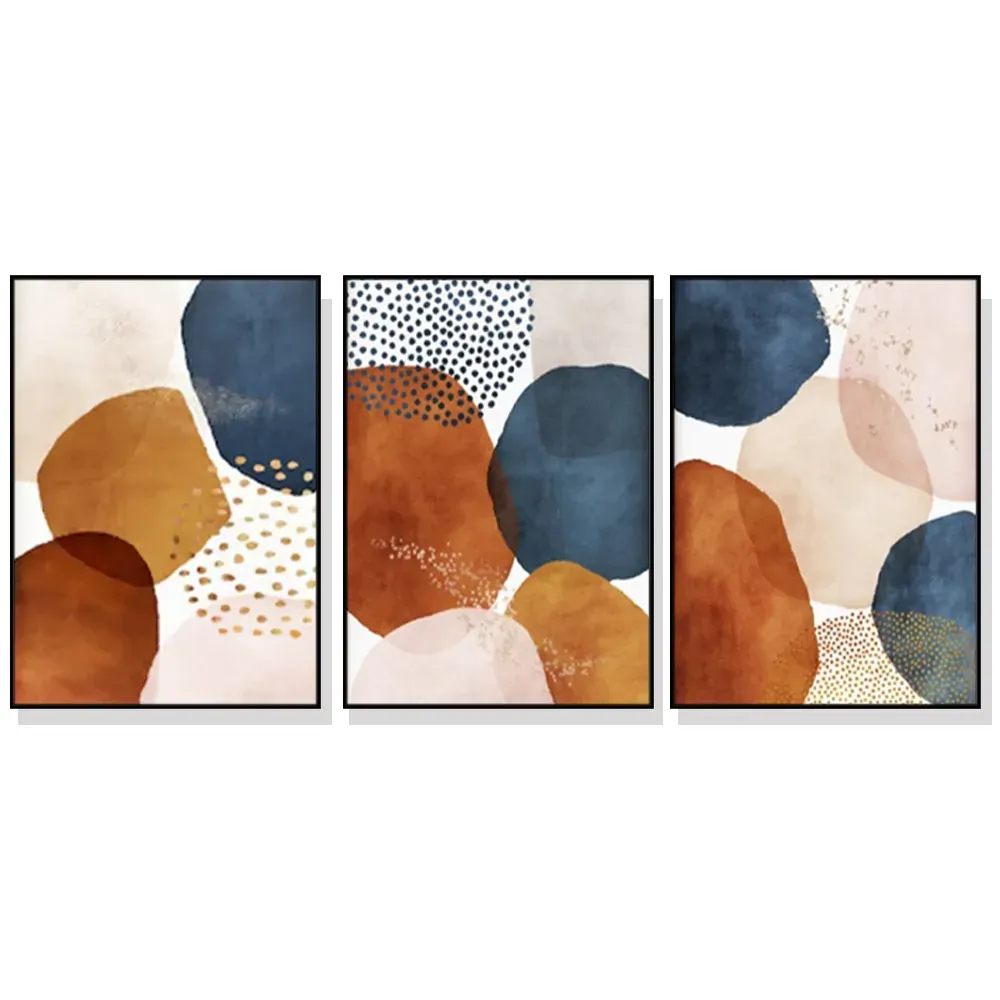 100cmx150cm Navy Pink Beige 3 Sets Black Frame Canvas Wall Art 100cmx150cm Navy Pink Beige 3 Sets Black Frame Canvas Wall Art