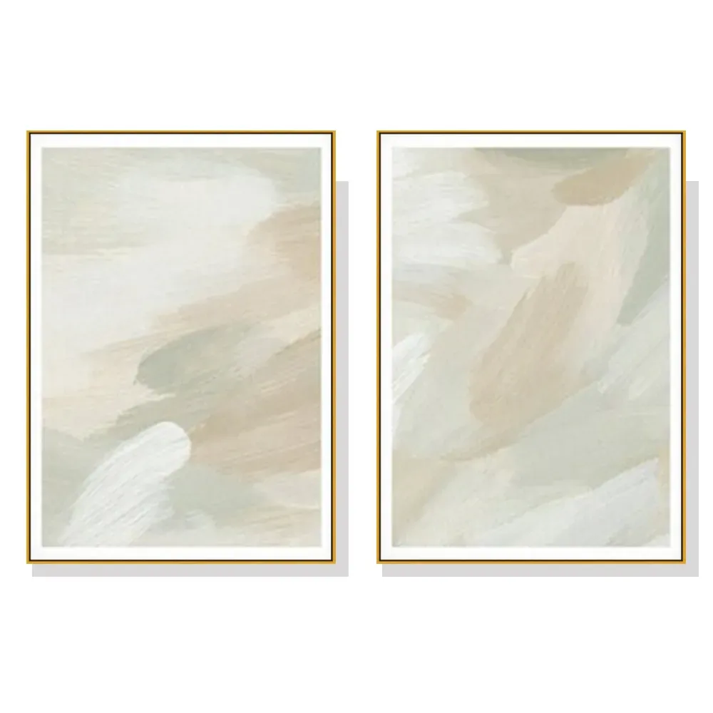 40cmx60cm Beige and Sage Green 2 Sets Gold Frame Canvas Wall Art 40cmx60cm Beige and Sage Green 2 Sets Gold Frame Canvas Wall Art
