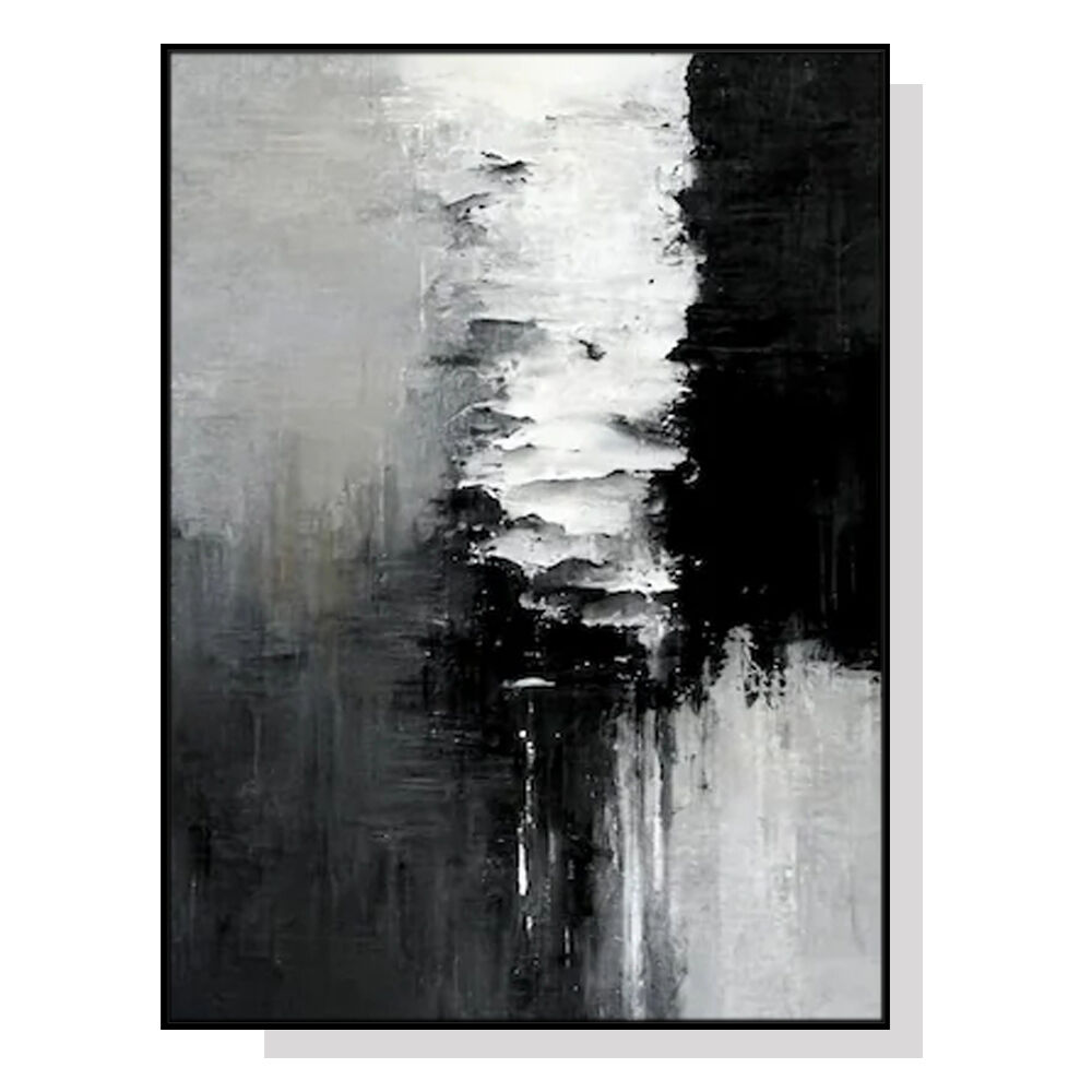 Wall Art 70cmx100cm Abstract Black White Artwork Black Frame Canvas Wall Art 70cmx100cm Abstract Black White Artwork Black Frame Canvas