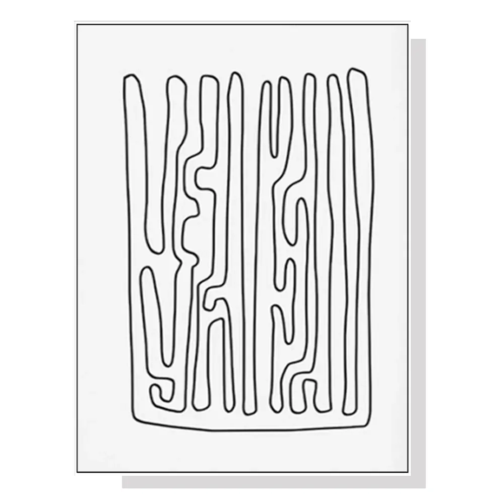 100cmx150cm Black And White Lines White Frame Canvas Wall Art 100cmx150cm Black And White Lines White Frame Canvas Wall Art