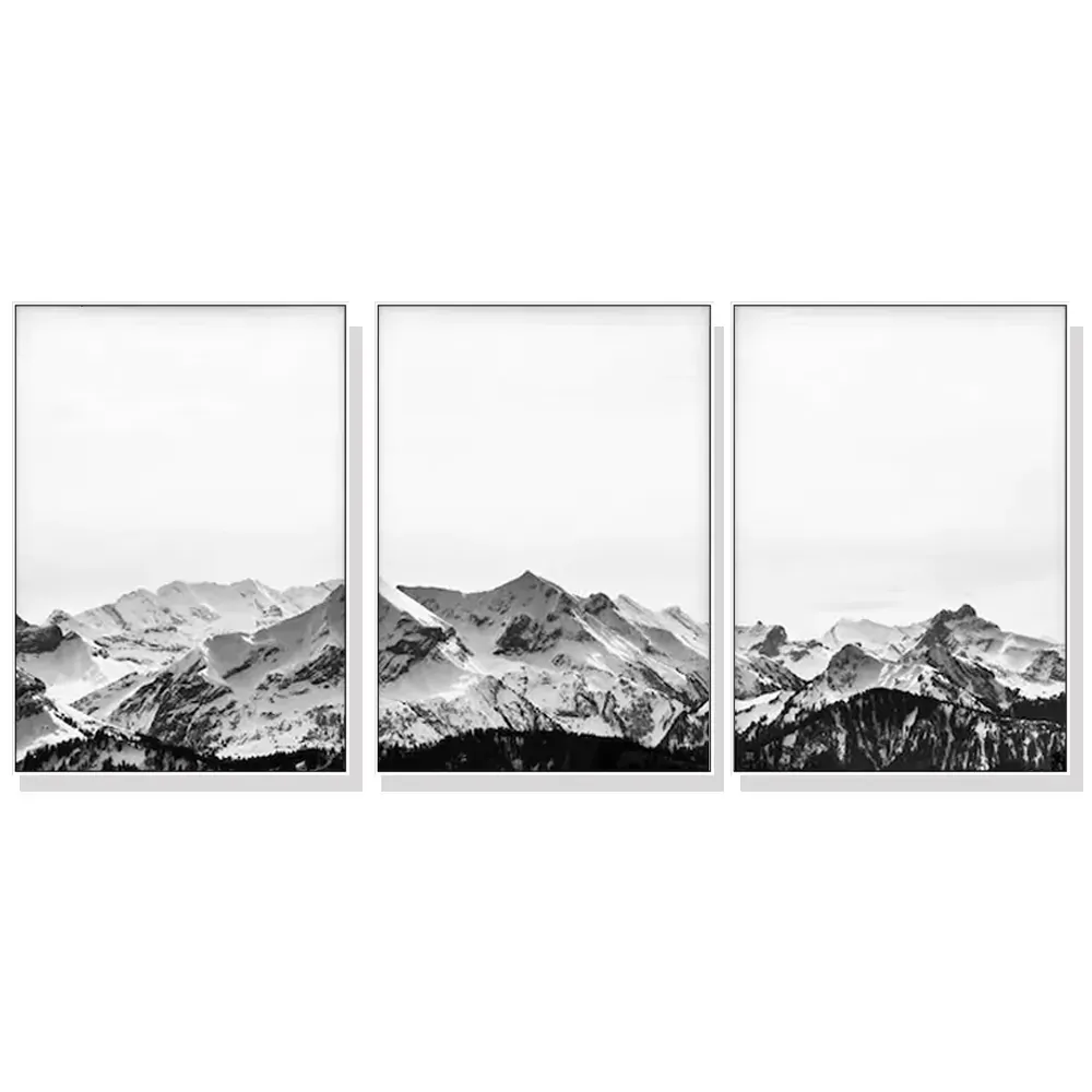 50cmx70cm Black White Mountain 3 Sets White Frame Canvas Wall Art 50cmx70cm Black White Mountain 3 Sets White Frame Canvas Wall Art