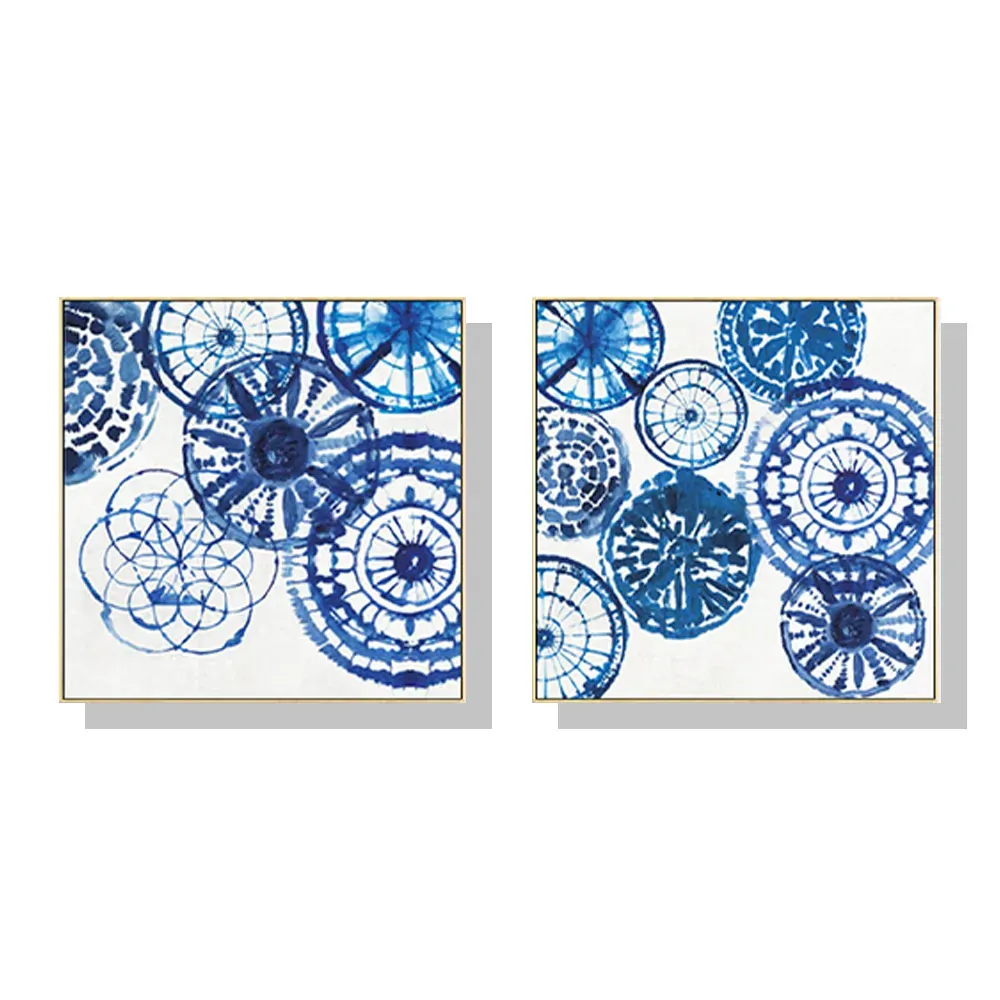 70cmx70cm Blue Day 2 Sets Gold Frame Canvas Wall Art 70cmx70cm Blue Day 2 Sets Gold Frame Canvas Wall Art