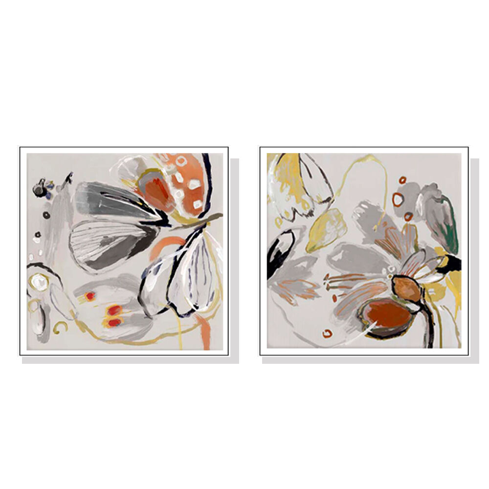 100cmx100cm Blooming Spring Floral 2 Sets White Frame Canvas Wall Art 100cmx100cm Blooming Spring Floral 2 Sets White Frame Canvas Wall Art