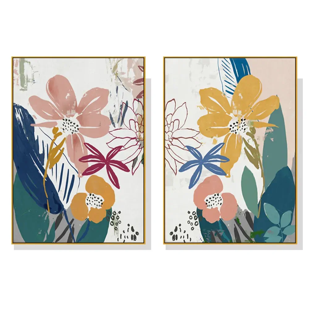 100cmx150cm Summer Smile 2 Sets Gold Frame Canvas Wall Art 100cmx150cm Summer Smile 2 Sets Gold Frame Canvas Wall Art