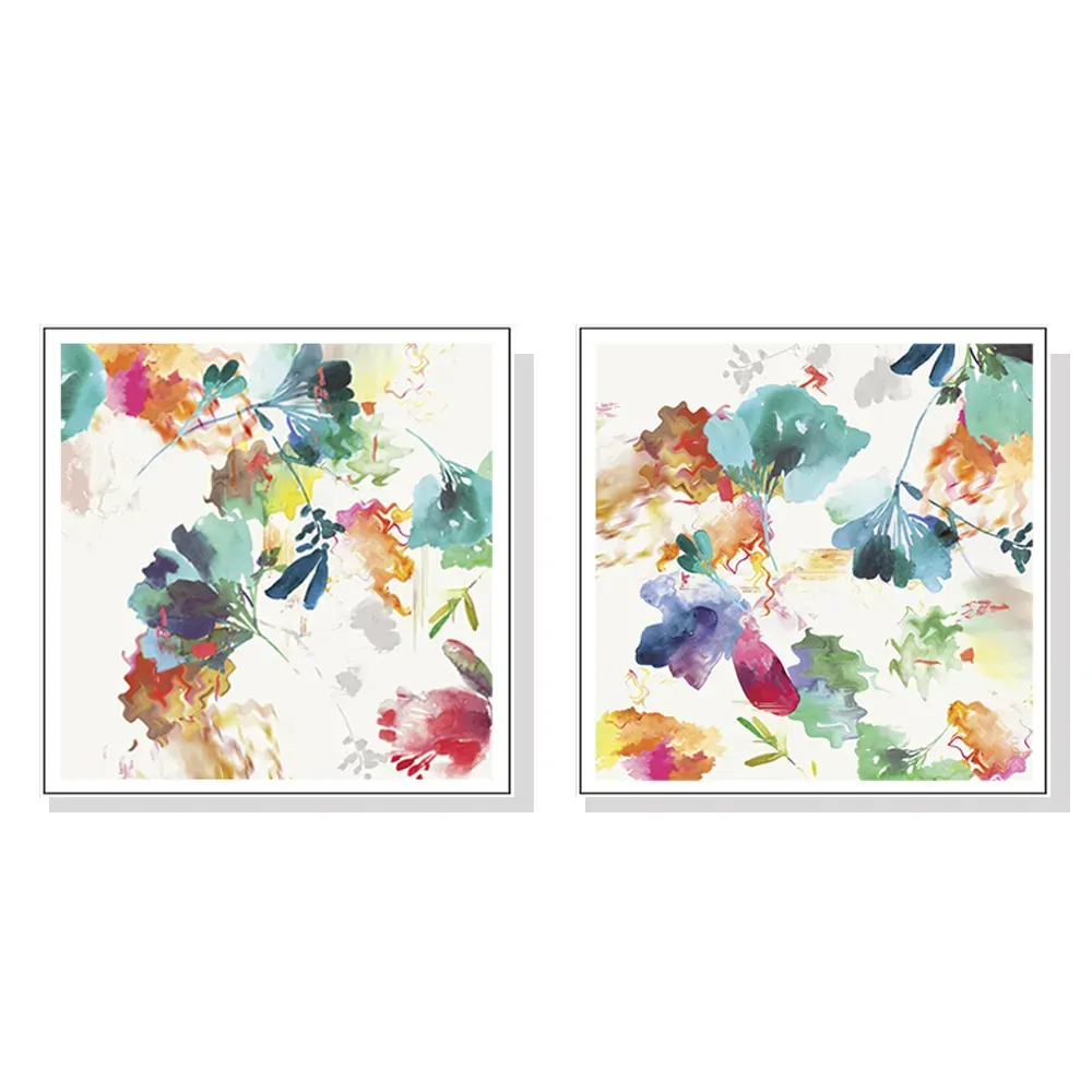 40cmx40cm Glitchy Floral 2 Sets White Frame Canvas Wall Art 40cmx40cm Glitchy Floral 2 Sets White Frame Canvas Wall Art