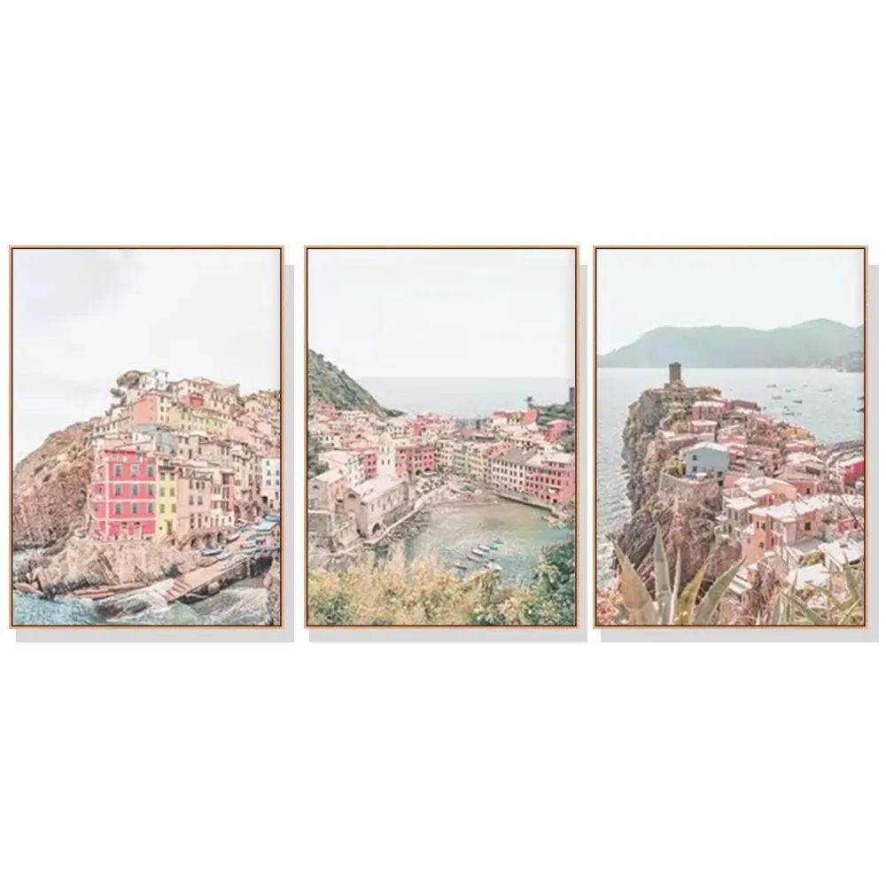 50cmx70cm Italy Cinque Terre 3 Sets Wood Frame Canvas Wall Art 50cmx70cm Italy Cinque Terre 3 Sets Wood Frame Canvas Wall Art