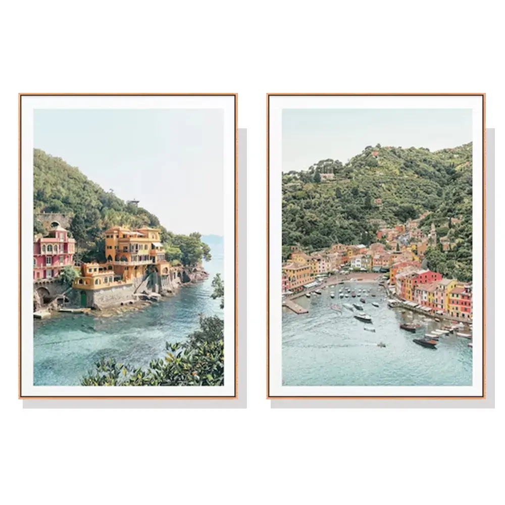 100cmx150cm Italy Coast 2 Sets Wood Frame Canvas Wall Art 100cmx150cm Italy Coast 2 Sets Wood Frame Canvas Wall Art