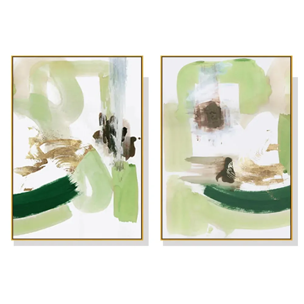 40cmx60cm Abstract Green Mint 2 Sets Gold Frame Canvas Wall Art 40cmx60cm Abstract Green Mint 2 Sets Gold Frame Canvas Wall Art
