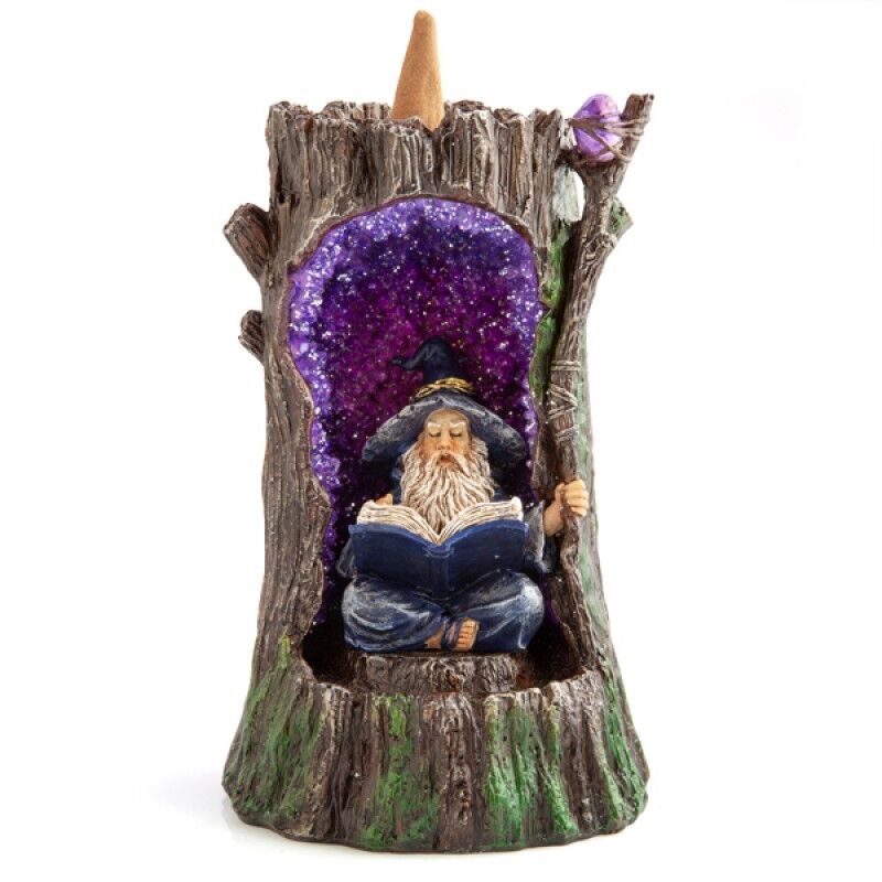 Wizard in Geode Tree LED Backflow Incense Burner Wizard in Geode Tree LED Backflow Incense Burner