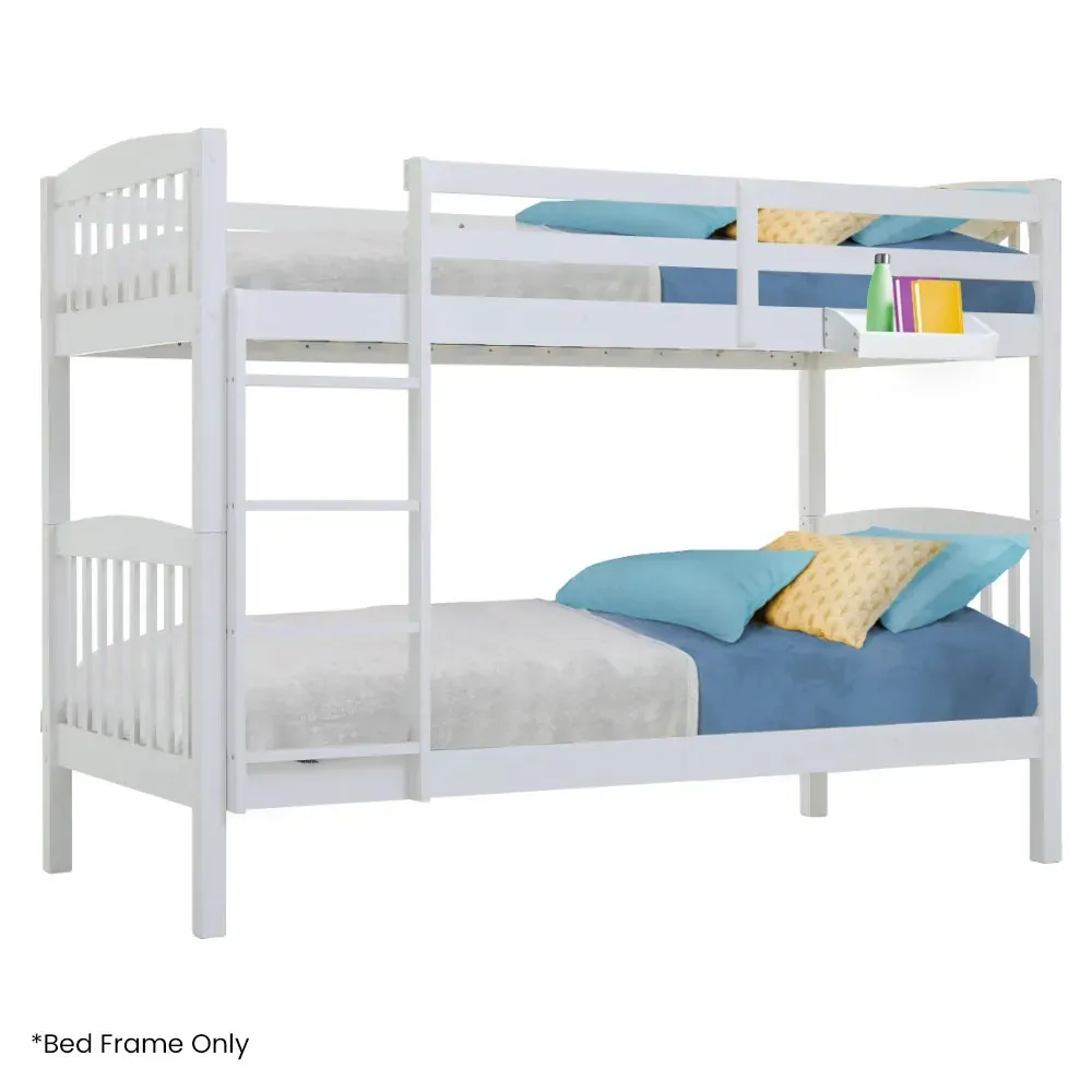 Kingston Slumber Wooden Kids Bunk Bed Frame, with Modular Design that can convert to 2 Single, White Kingston Slumber Wooden Kids Bunk Bed Frame, with Modular Design that can convert to 2 Single, White