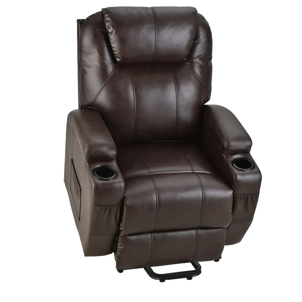 FORTIA Electric Massage Lift Recliner Chair Faux Leather 8 Point Massage Heating, Dark Crimson FORTIA Electric Massage Lift Recliner Chair Faux Leather 8 Point Massage Heating, Dark Crimson