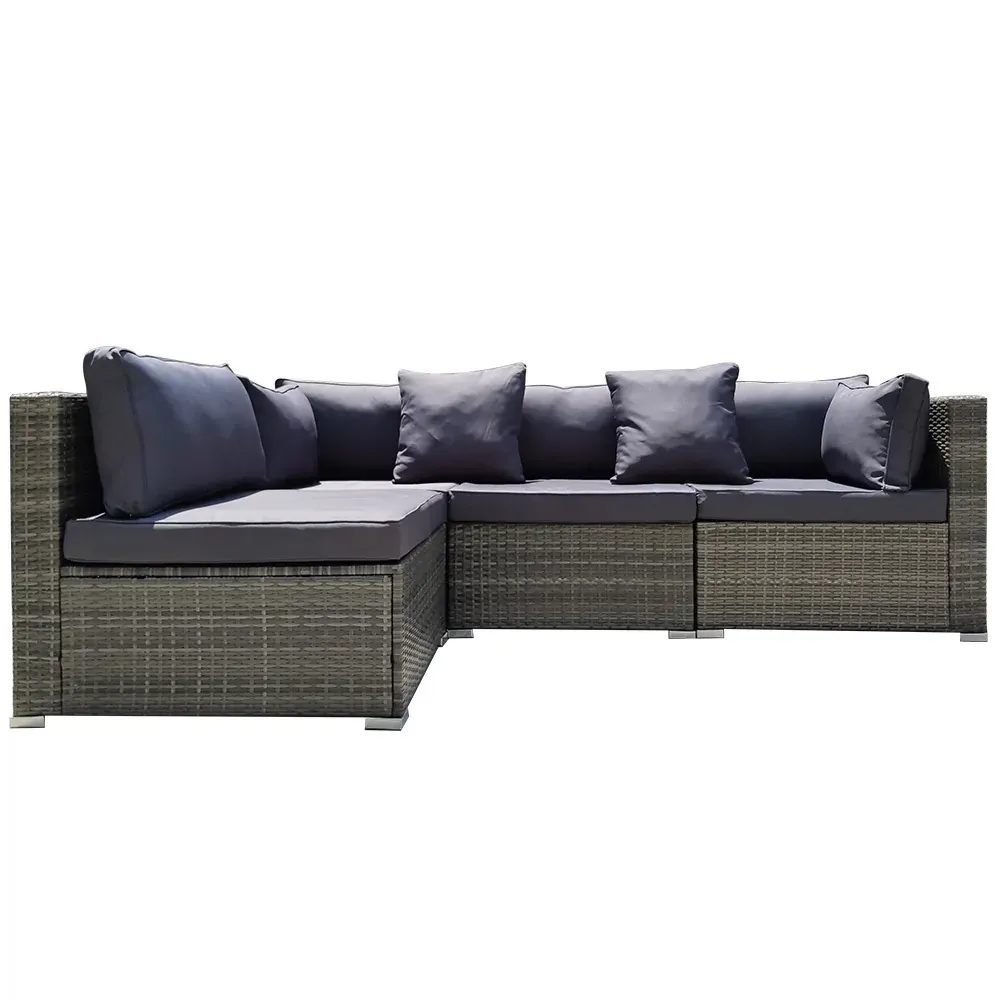 LONDON RATTAN 4 Seater Modular Outdoor Lounge Sofa Setting, Grey LONDON RATTAN 4 Seater Modular Outdoor Lounge Sofa Setting, Grey