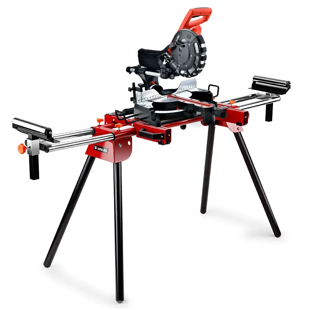 BAUMR-AG 254mm Sliding Compound dual Mitre Drop Saw and Adjustable Stand Combo BAUMR-AG 254mm Sliding Compound dual Mitre Drop Saw and Adjustable Stand Combo