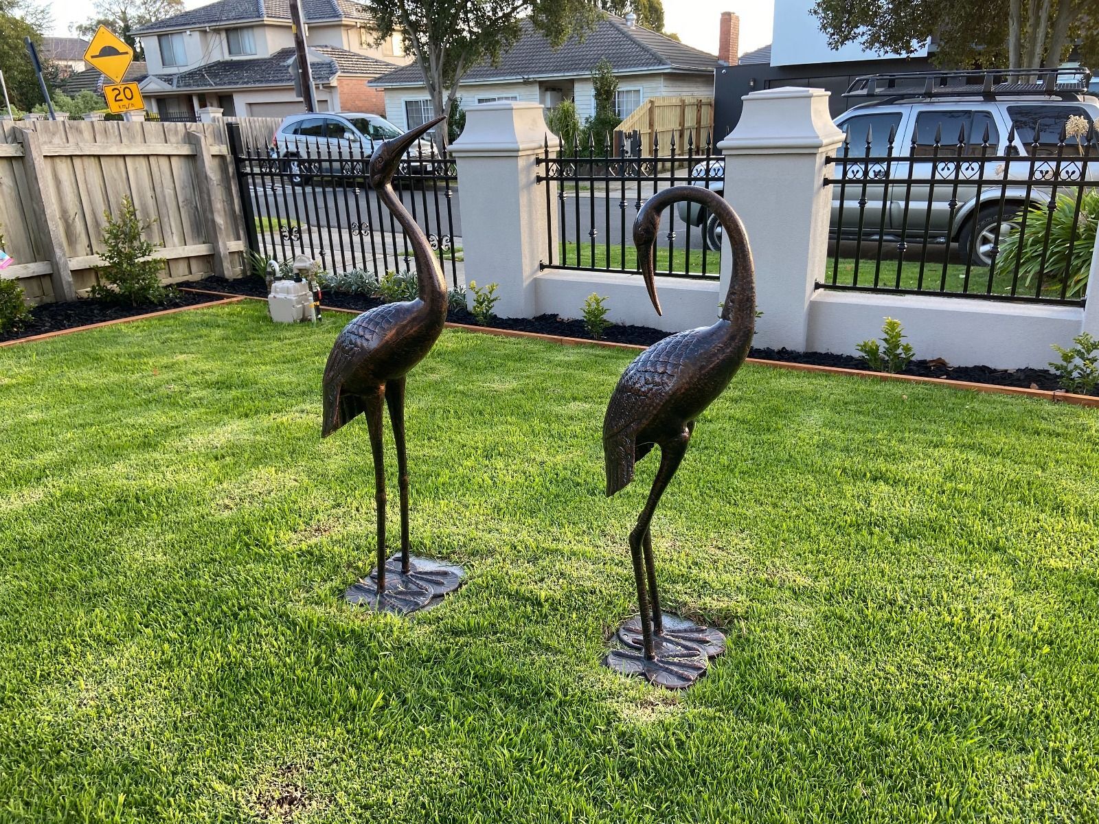 2 Piece Crane Couple Metal Statue Set 2 Piece Crane Couple Metal Statue Set