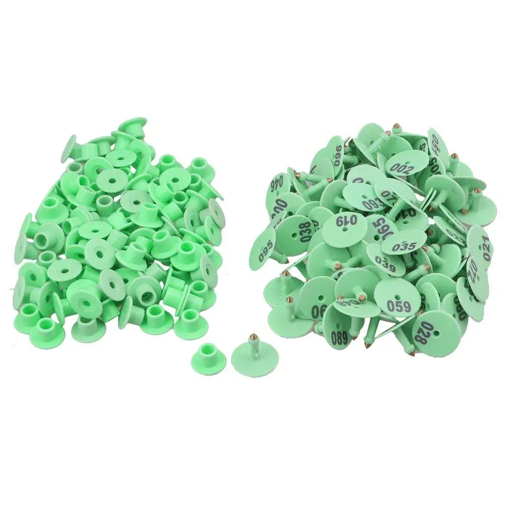 1-100 Cattle Number Ear Tags Set - Round Green Pig Sheep Goat Livestock Label 1-100 Cattle Number Ear Tags Set - Round Green Pig Sheep Goat Livestock Label