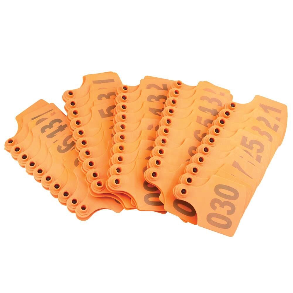 1-100 Cattle Number Ear Tag 6x7cm Set - Medium Orange Cow Sheep Livestock Label 1-100 Cattle Number Ear Tag 6x7cm Set - Medium Orange Cow Sheep Livestock Label