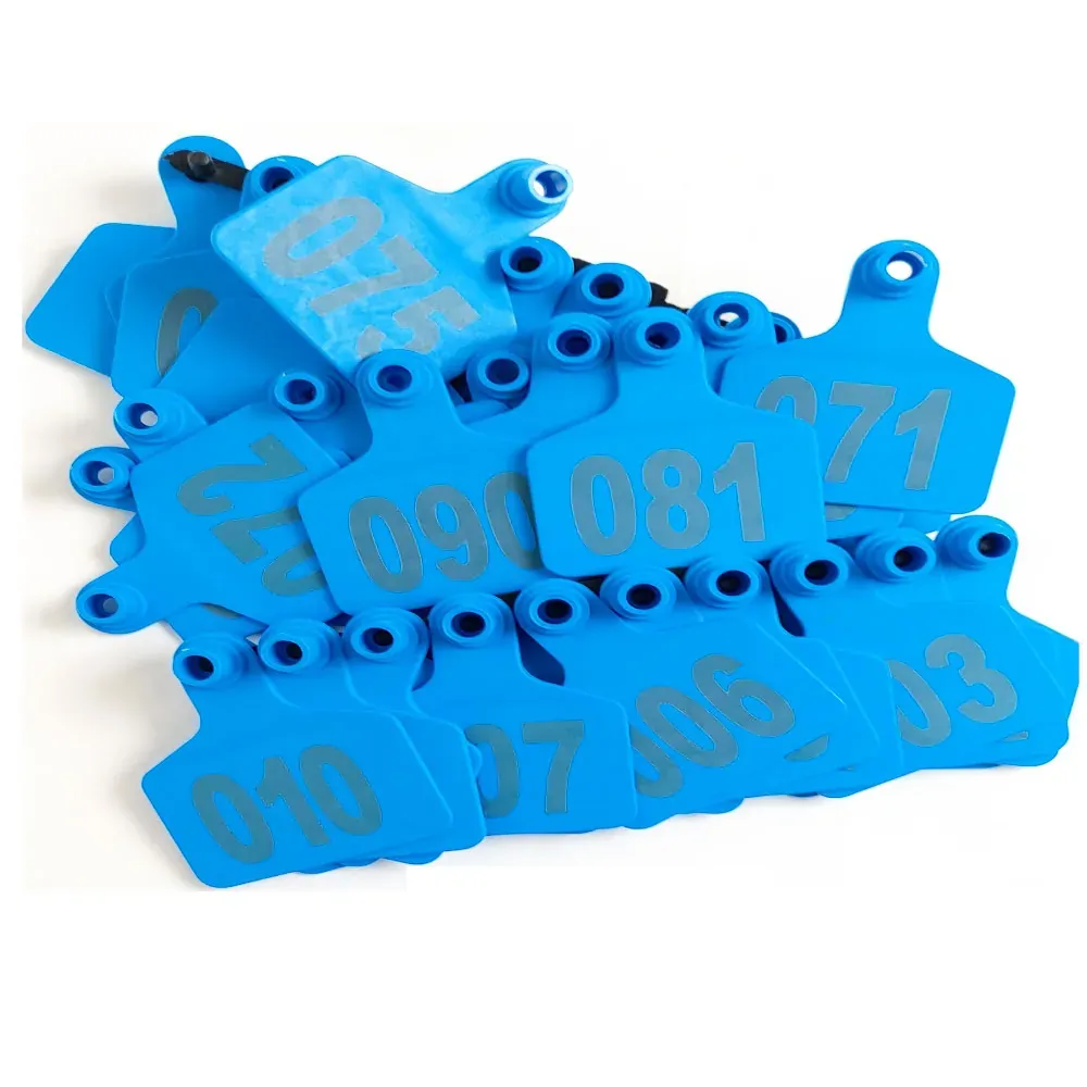1-100 Cattle Number Ear Tags 6x7.5cm Set - Medium Blue Cow Sheep Livestock Label 1-100 Cattle Number Ear Tags 6x7.5cm Set - Medium Blue Cow Sheep Livestock Label