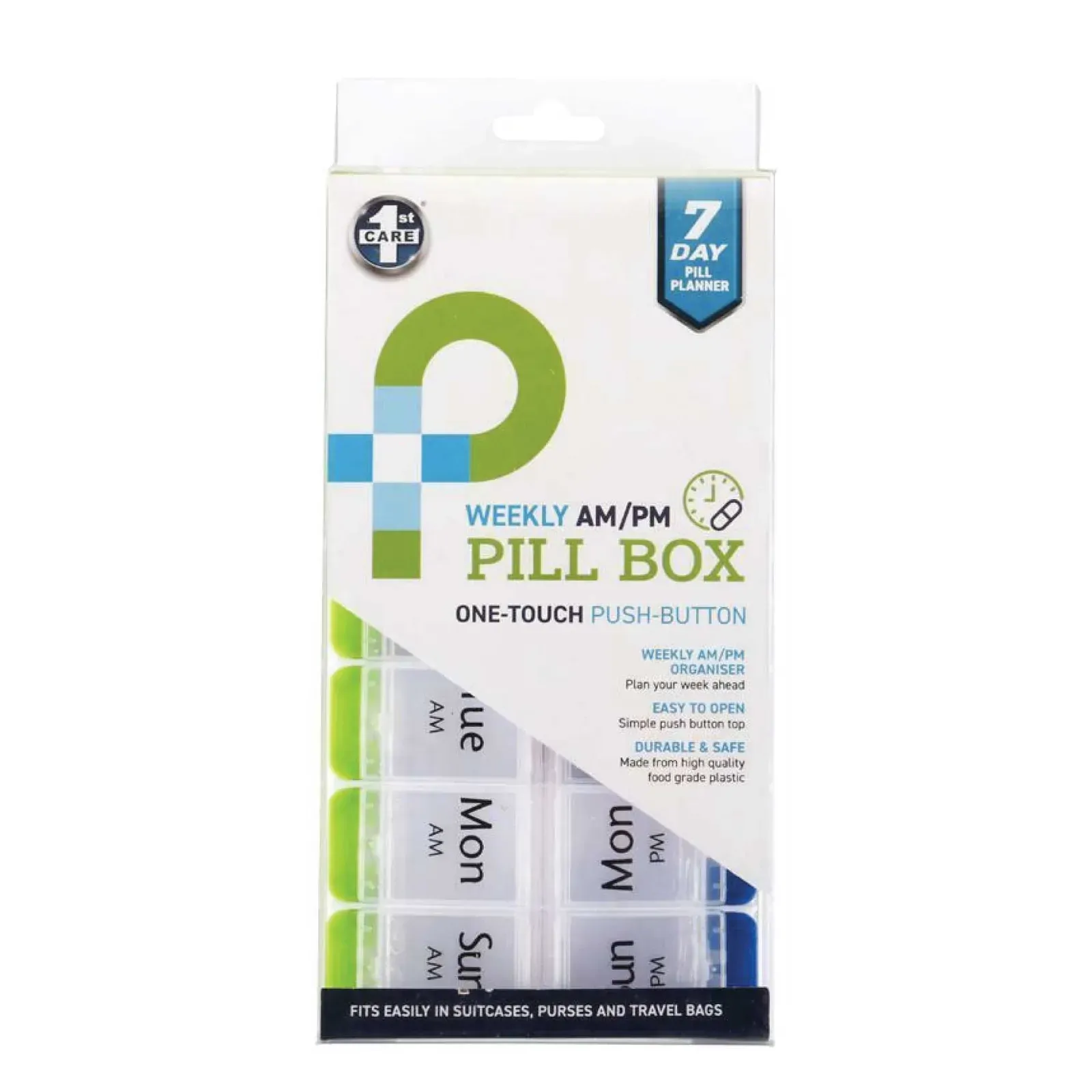 AM/PM Weekly Pill Box 7 Day Tablet Medicine Organiser Holder Case 14 Compartment AM/PM Weekly Pill Box 7 Day Tablet Medicine Organiser Holder Case 14 Compartment