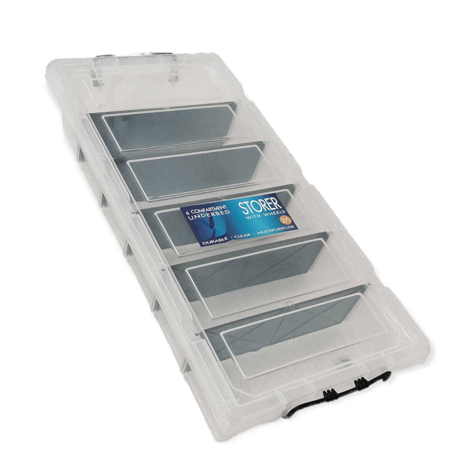 Under Bed 6 Compartment Storer with Wheels 27L Container Tub Storage Unit Under Bed 6 Compartment Storer with Wheels 27L Container Tub Storage Unit