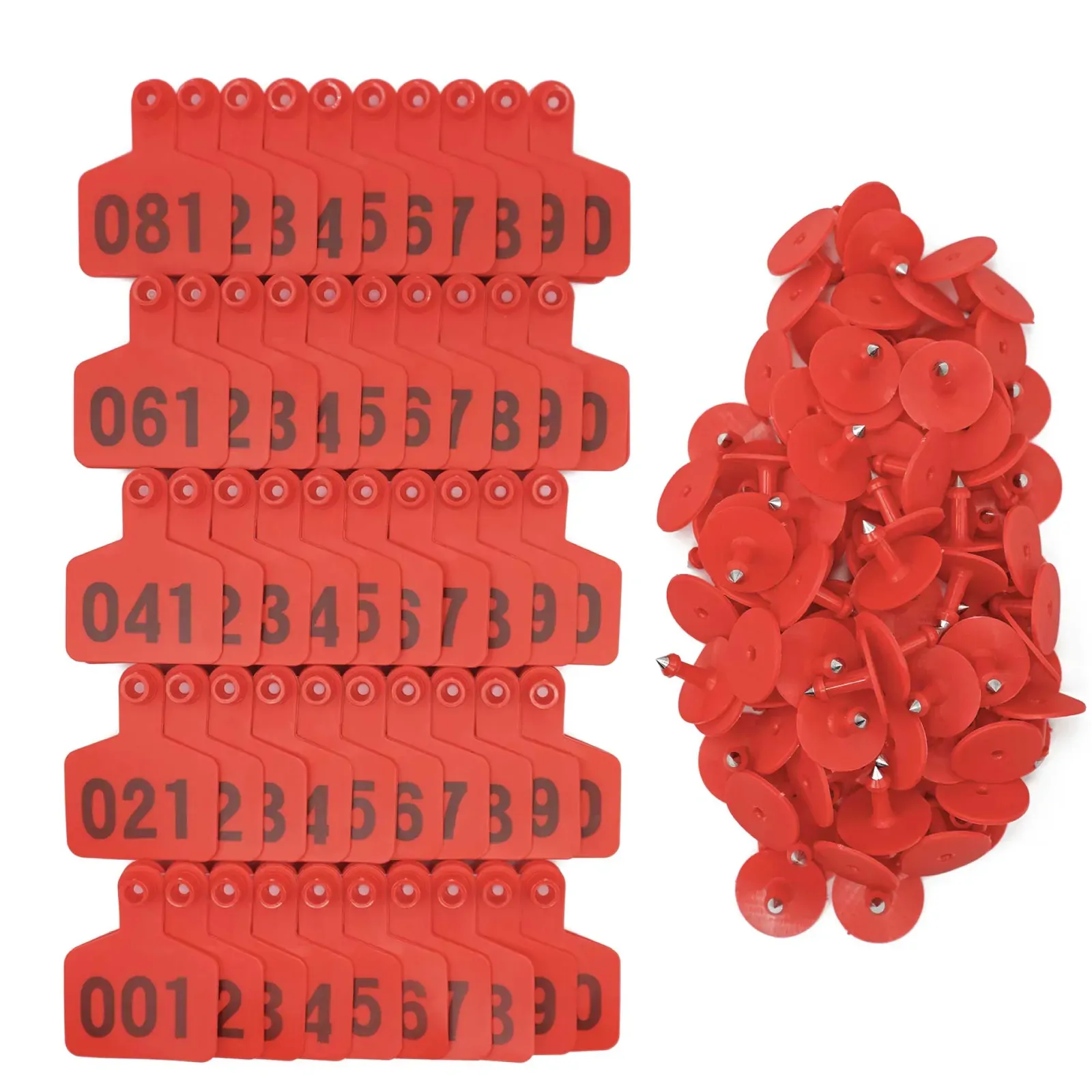 1-100 Cattle Number Ear Tag 6x7cm Set - Medium Red Sheep Livestock Label 1-100 Cattle Number Ear Tag 6x7cm Set - Medium Red Sheep Livestock Label