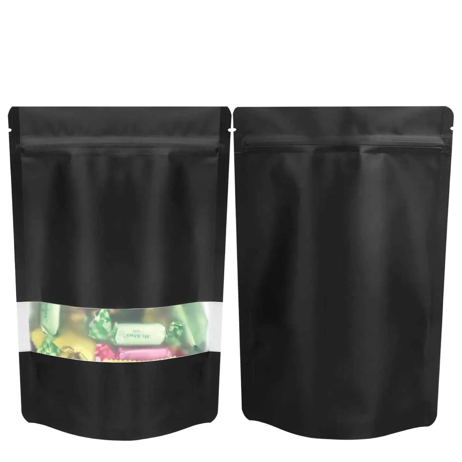 100 Resealable Mylar Stand Up Bags 28.5x19cm - Black Food Packaging Zip Pouch 100 Resealable Mylar Stand Up Bags 28.5x19cm - Black Food Packaging Zip Pouch
