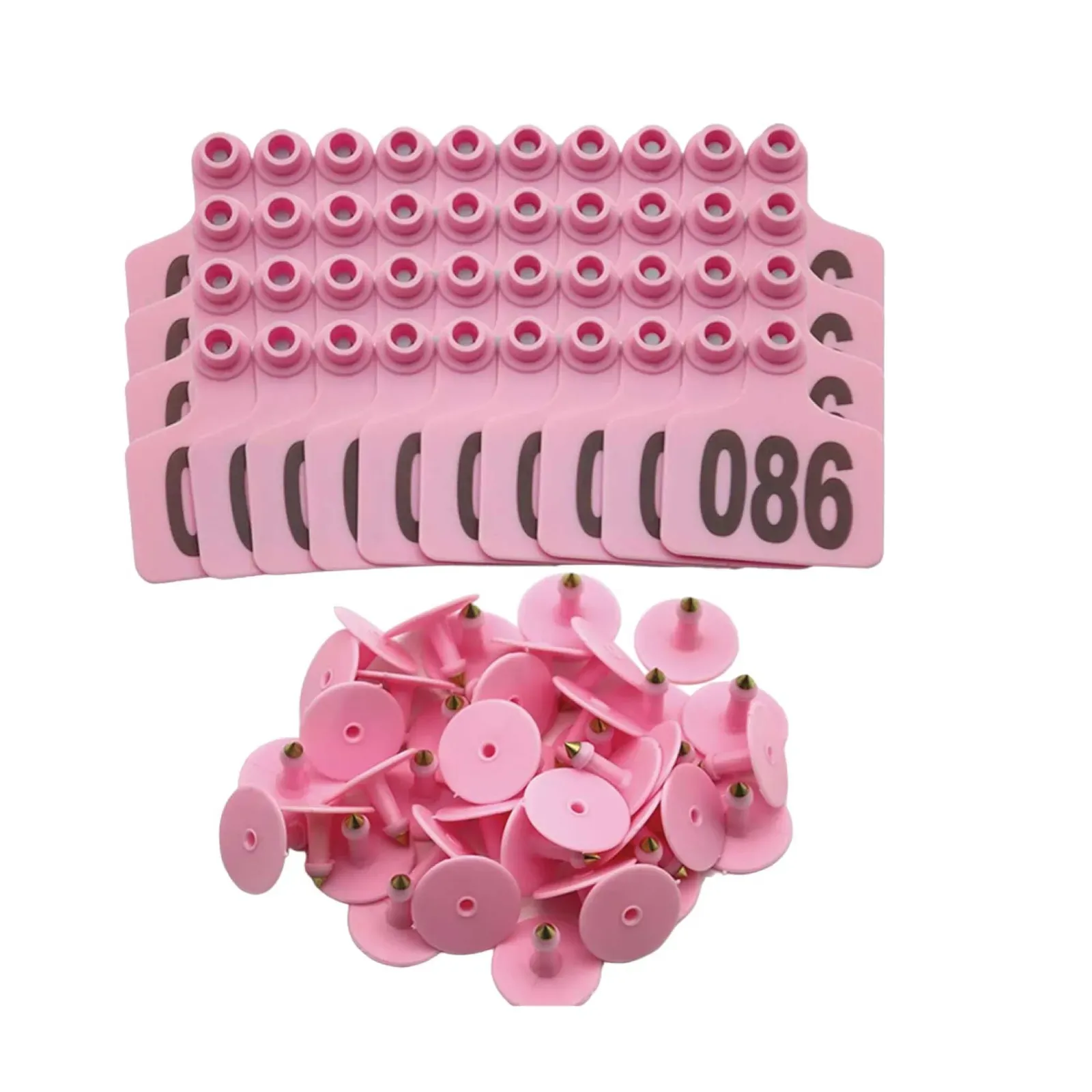 1-100 Cattle Number Ear Tag 6x7cm Set - Medium Pink Cow Sheep Livestock Label 1-100 Cattle Number Ear Tag 6x7cm Set - Medium Pink Cow Sheep Livestock Label