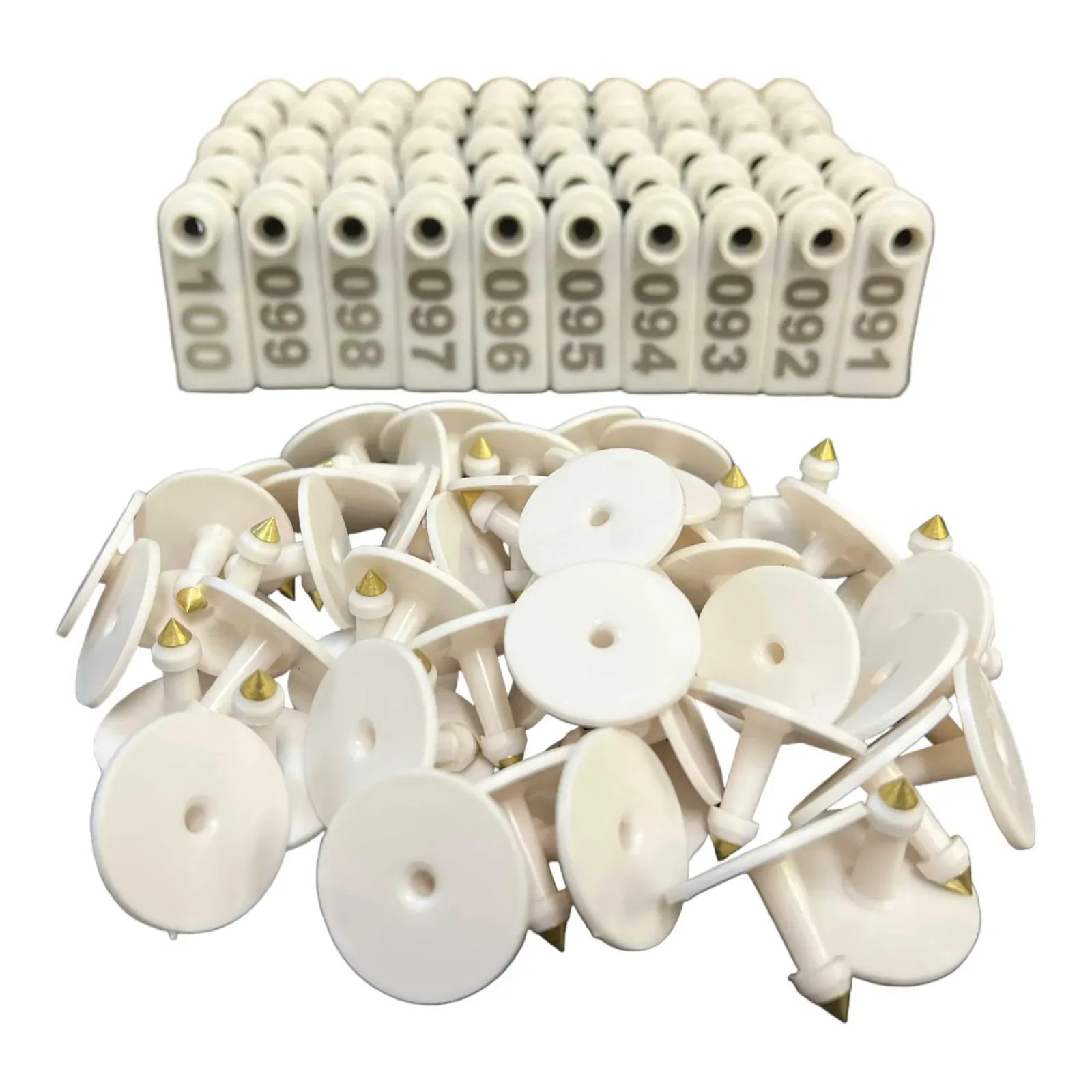 1-100 Cattle Number Ear Tag 5x2cm Set - Mini White Cow Sheep Pig Livestock Label 1-100 Cattle Number Ear Tag 5x2cm Set - Mini White Cow Sheep Pig Livestock Label