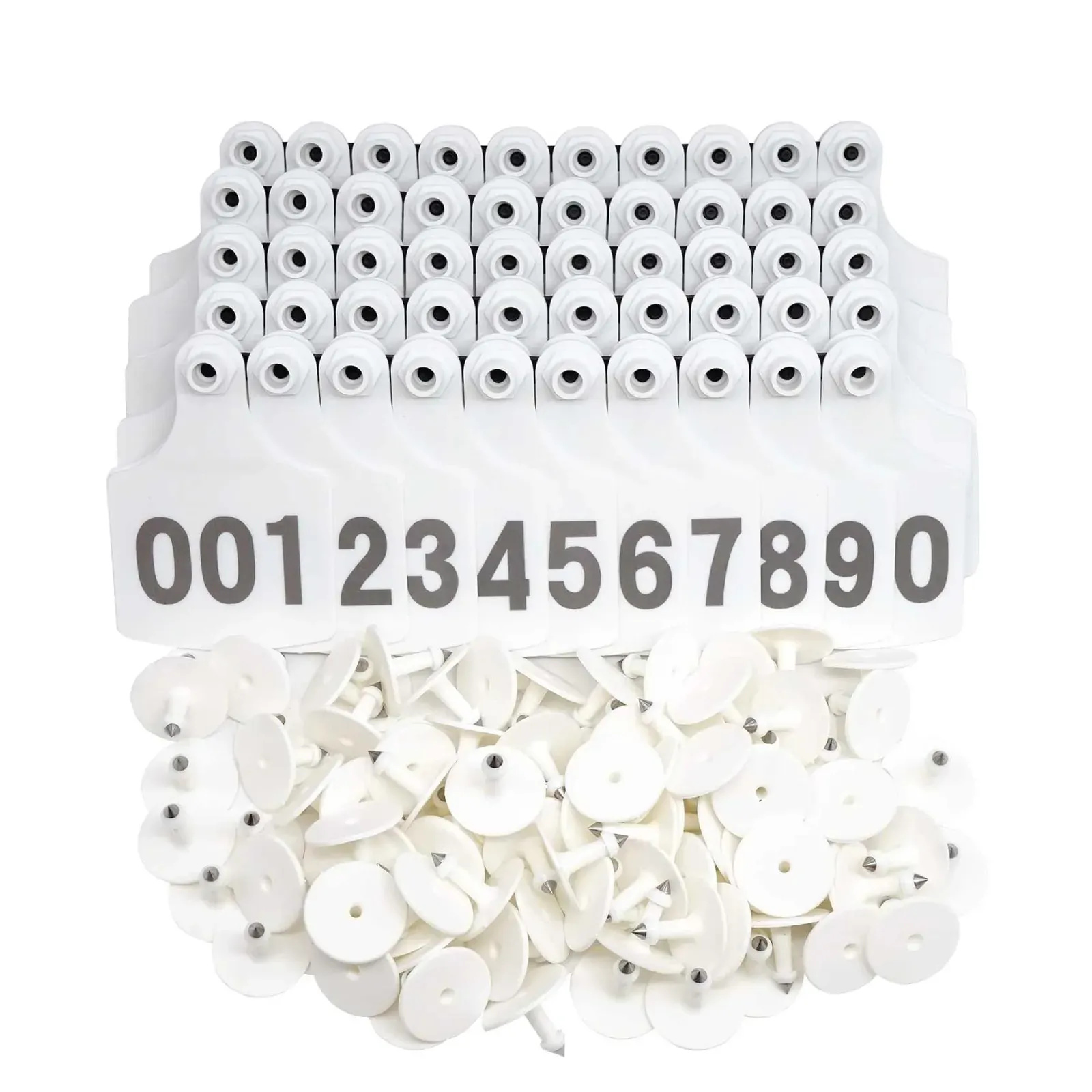 1-100 Cattle Number Ear Tag 6x7cm Set - Medium White Cow Sheep Livestock Label 1-100 Cattle Number Ear Tag 6x7cm Set - Medium White Cow Sheep Livestock Label